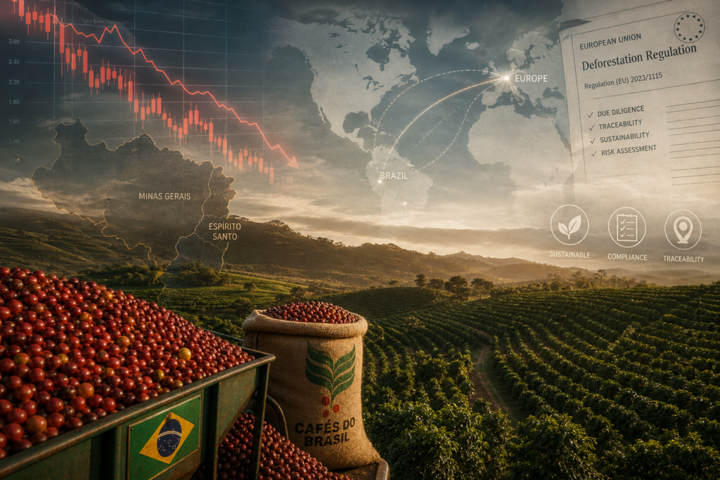 preço do café hoje em queda com safra brasileira recorde e novas regras da Europa