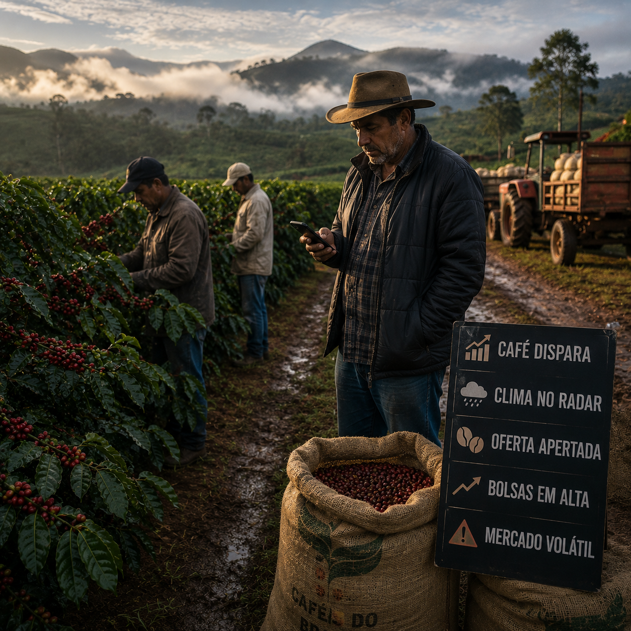 preço do café hoje dispara com preocupação climática e baixa oferta brasileira