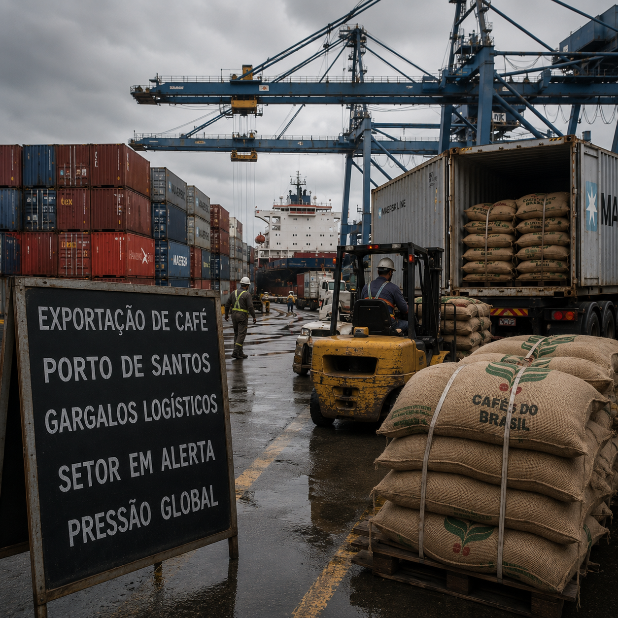 exportação de café brasileiro enfrenta gargalos logísticos no Porto de Santos