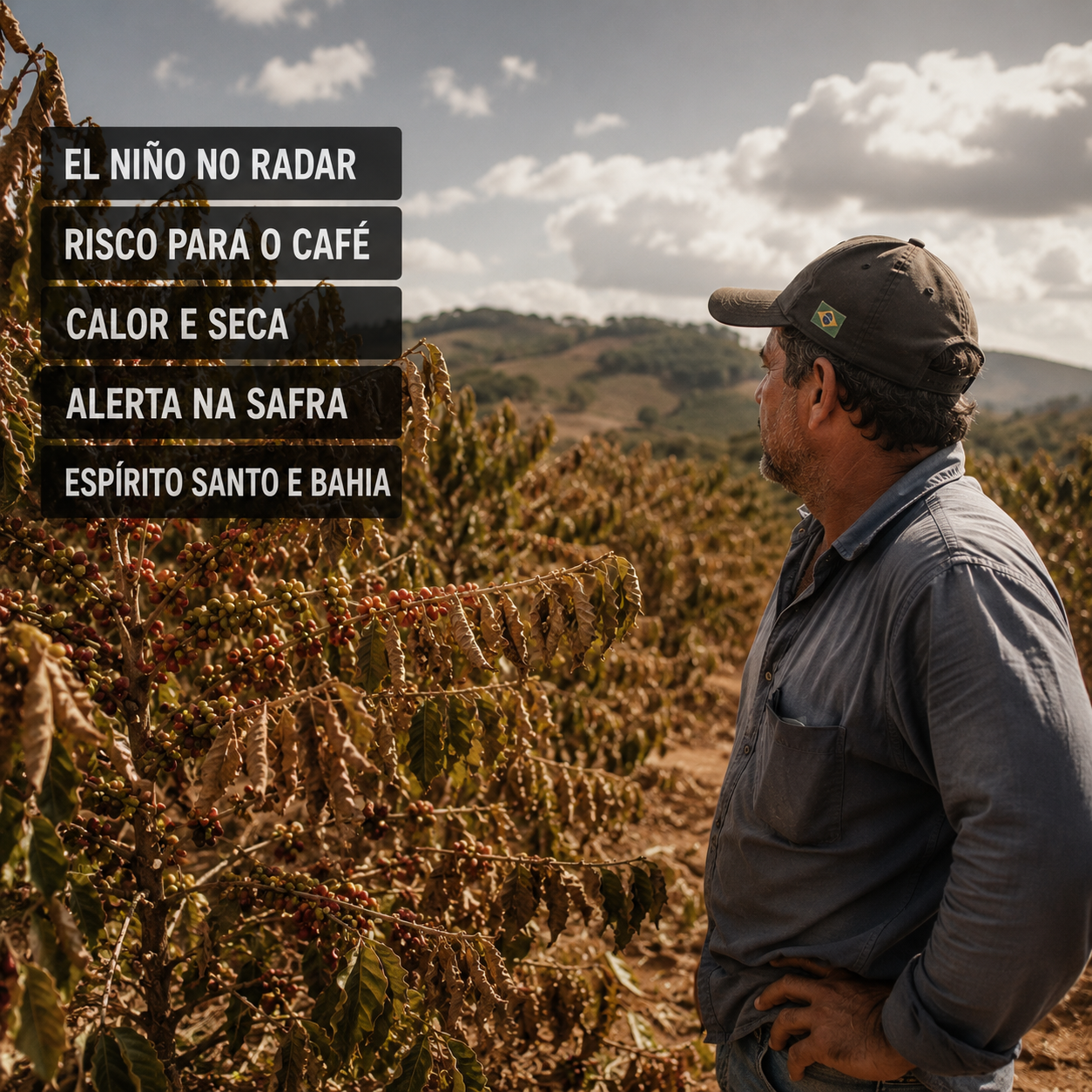 el niño ameaça safra de café 2026 2027 com seca e calor no Espírito Santo e Bahia