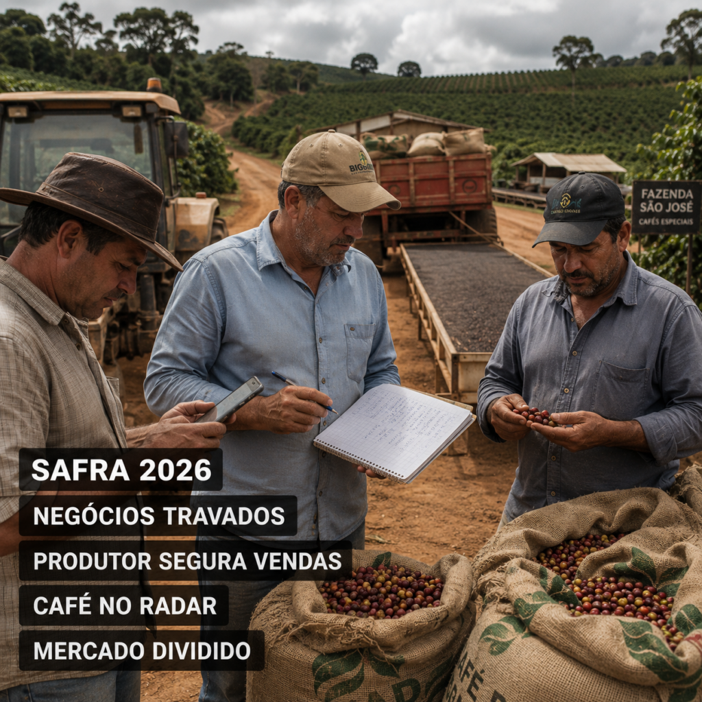 safra de café 2026 no Brasil gera dúvidas entre produtores e trava negociações no mercado