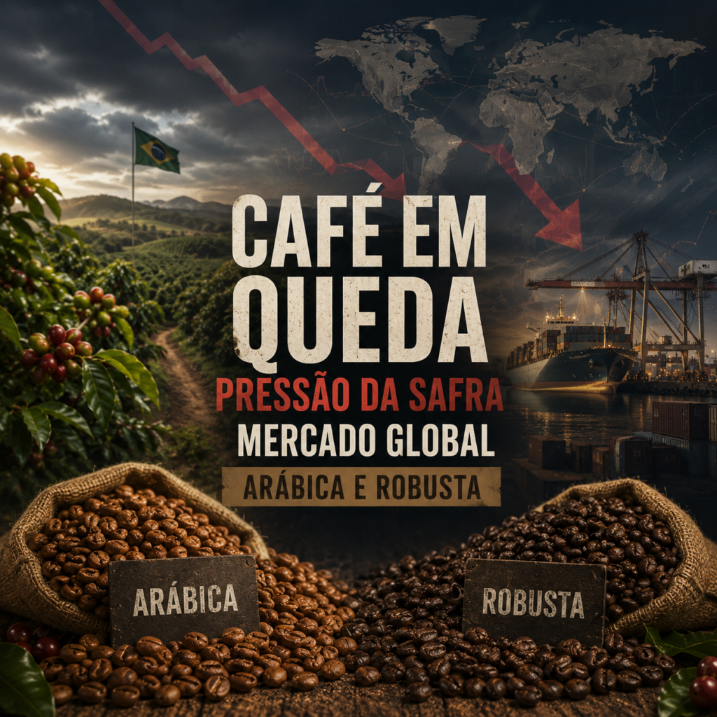 café hoje em queda em abril segundo Cepea com pressão da safra 2026/27 e mercado global