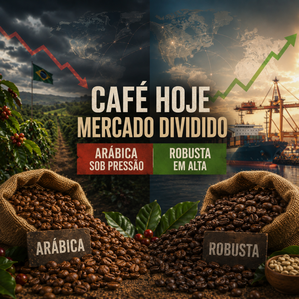 café hoje com arábica em queda na ICE Nova York e robusta em alta na ICE Londres