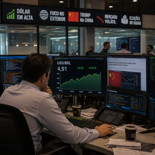 dólar hoje opera em alta com tensão global e foco eleitoral no Brasil