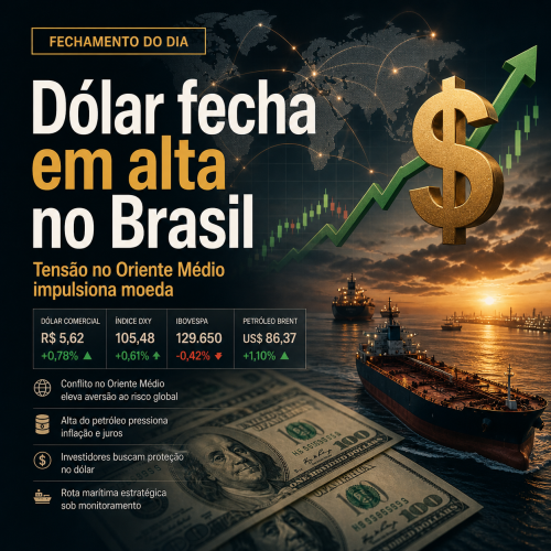 dólar hoje Brasil em alta com impacto de conflitos no Oriente Médio