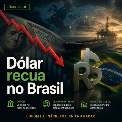 dólar hoje em queda no Brasil com impacto da ata do Copom e tensões globais