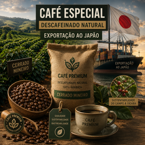 café especial naturalmente descafeinado exportado do Brasil para o Japão