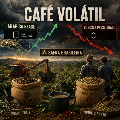 preço do café hoje reage em Nova York enquanto robusta perde força com safra brasileira